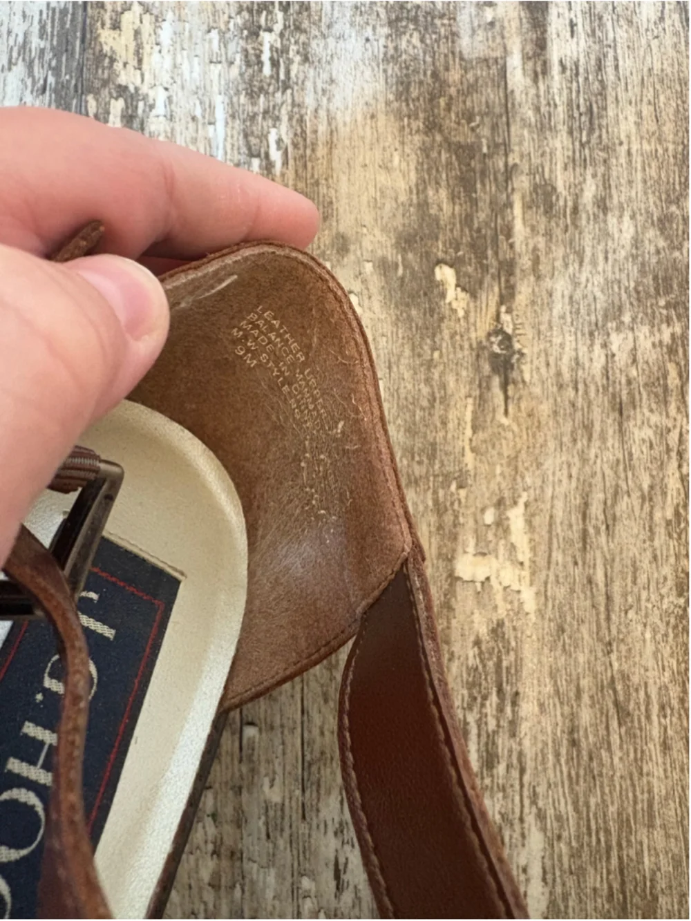 JG Hook Vintage Leather T-Strap Block Heel Shoes Size 9 Brown